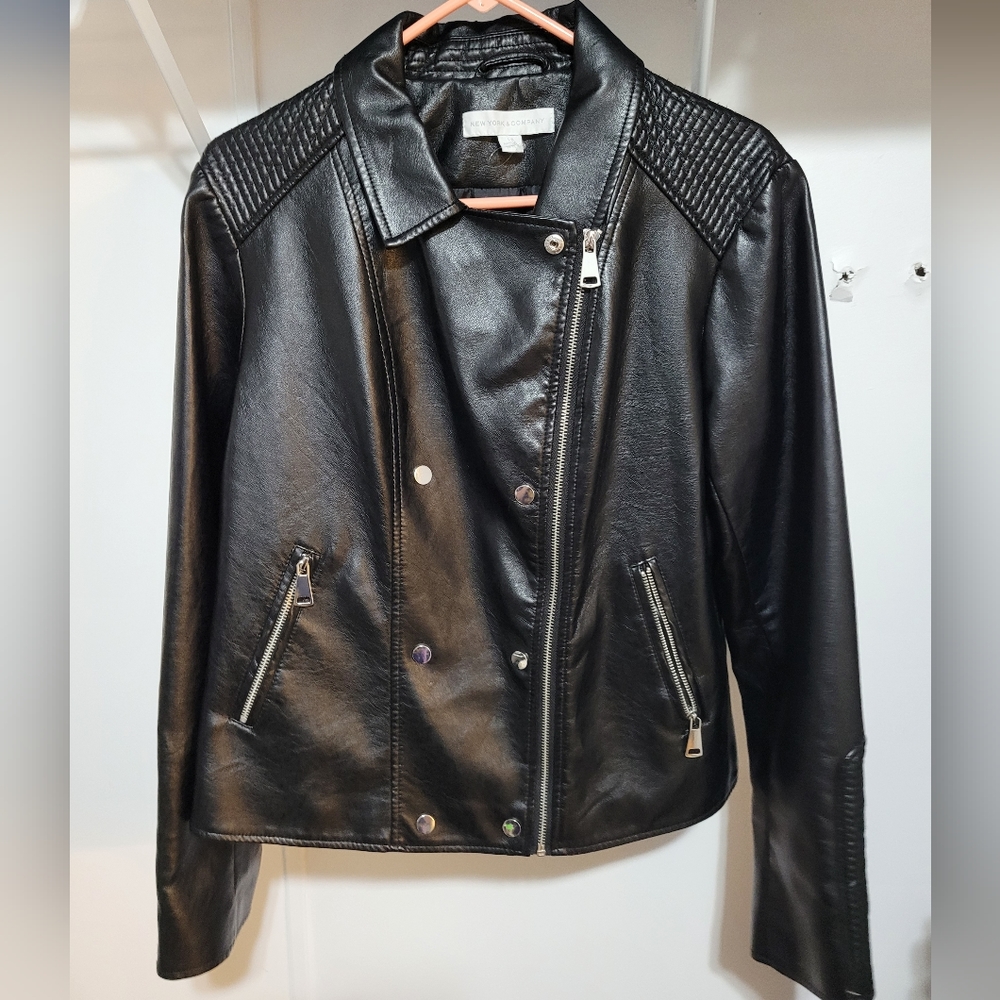 New York & Company Ribbed leather jacket
